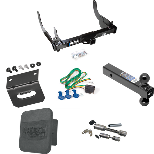 Fits 2006-2008 Ford F-150 Trailer Hitch Tow PKG w/ 4-Flat Wiring Harness + Dual Ball Ball Mount 2" & 2-5/16" Trailer Balls + Dual Hitch & Coupler Locks + Hitch Cover + Wiring Bracket By Reese Towpower