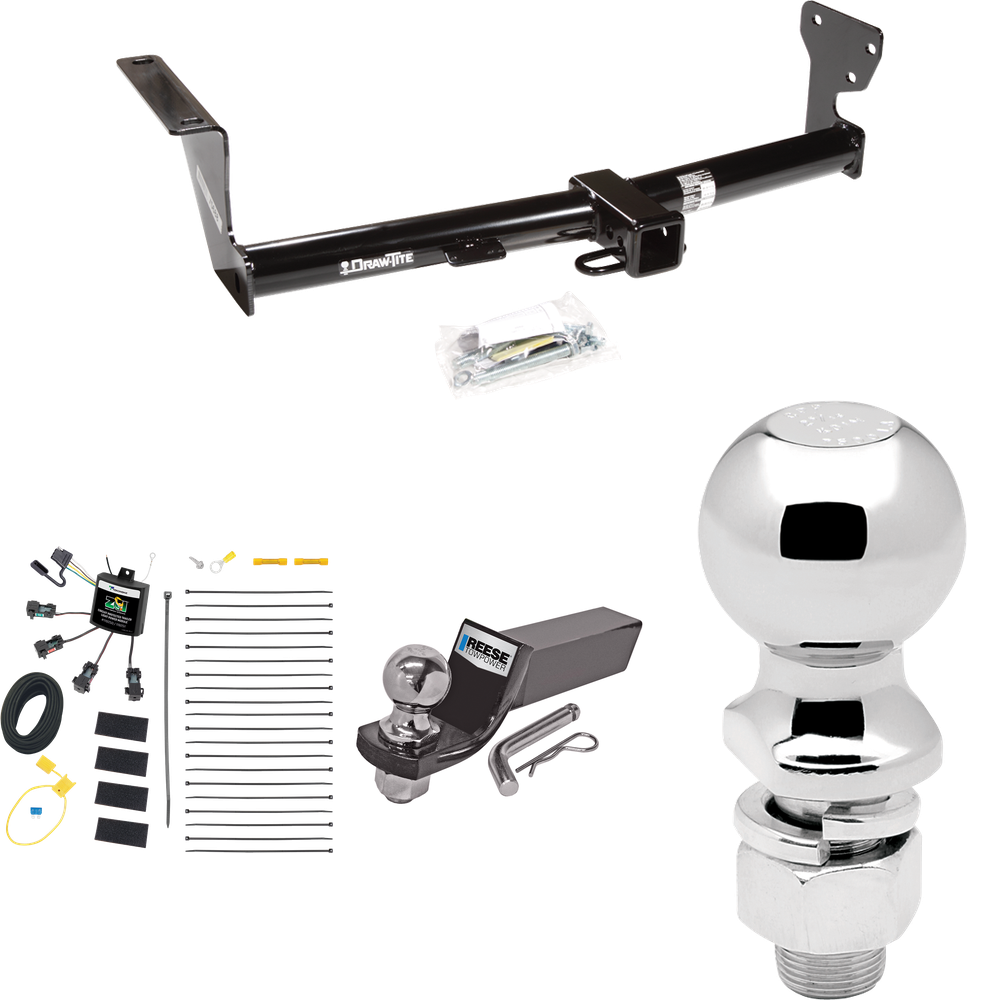 Fits 2008-2014 Land Rover LR2 Trailer Hitch Tow PKG w/ 4-Flat Zero Contact "No Splice" Wiring + Starter Kit Ball Mount w/ 2" Drop & 2" Ball + 2-5/16" Ball By Draw-Tite