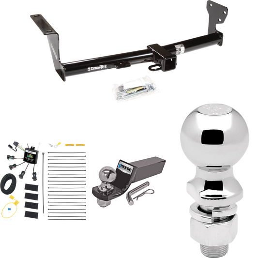 Fits 2008-2014 Land Rover LR2 Trailer Hitch Tow PKG w/ 4-Flat Zero Contact "No Splice" Wiring + Starter Kit Ball Mount w/ 2" Drop & 2" Ball + 2-5/16" Ball By Draw-Tite