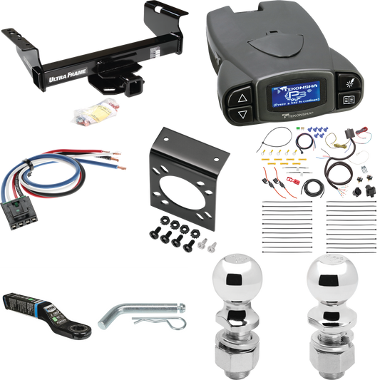 Fits 2001-2007 GMC Sierra 3500 Trailer Hitch Tow PKG w/ Tekonsha Prodigy P3 Brake Control + Generic BC Wiring Adapter + 7-Way RV Wiring + 2" & 2-5/16" Ball & Drop Mount (For (Classic), Cab & Chassis, w/34" Wide Frames Models) By Draw-Tite