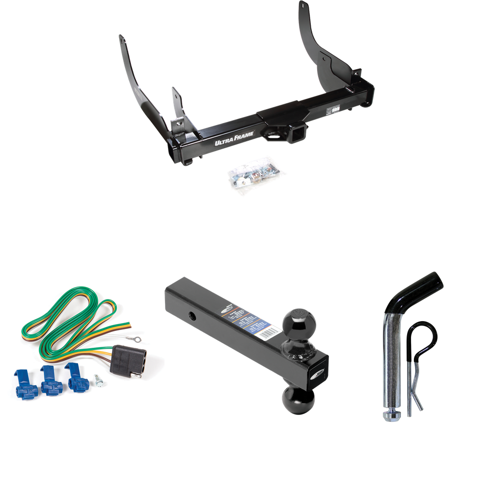 Fits 2006-2008 Ford F-150 Trailer Hitch Tow PKG w/ 4-Flat Wiring Harness + Dual Ball Ball Mount 2" & 2-5/16" Trailer Balls + Pin/Clip By Draw-Tite