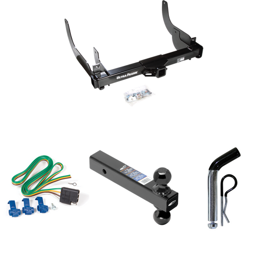 Fits 2006-2008 Ford F-150 Trailer Hitch Tow PKG w/ 4-Flat Wiring Harness + Dual Ball Ball Mount 2" & 2-5/16" Trailer Balls + Pin/Clip By Draw-Tite