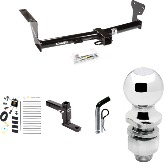 Fits 2008-2014 Land Rover LR2 Trailer Hitch Tow PKG w/ 4-Flat Zero Contact "No Splice" Wiring Harness + Adjustable Drop Rise Ball Mount + Pin/Clip + 2" Ball By Draw-Tite