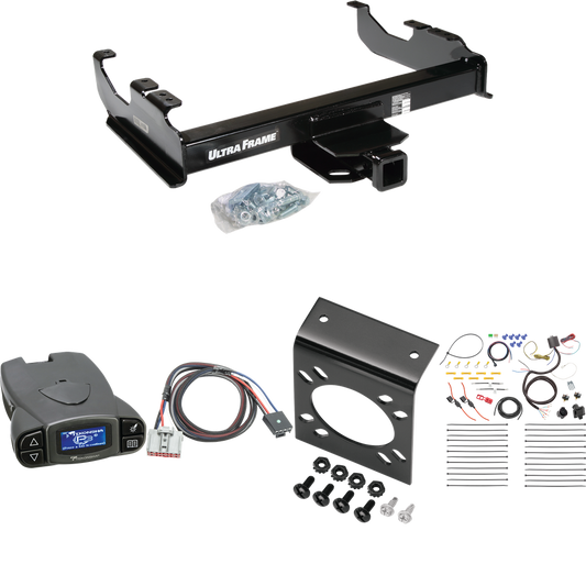 Fits 2020-2023 GMC Sierra 3500 HD Trailer Hitch Tow PKG w/ Tekonsha Prodigy P3 Brake Control + Plug & Play BC Adapter + 7-Way RV Wiring (For Cab & Chassis, w/34" Wide Frames Models) By Draw-Tite