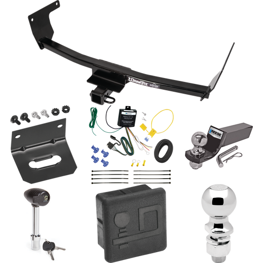 Fits 2021-2023 Lexus NX350 Trailer Hitch Tow PKG w/ 4-Flat Wiring + Starter Kit Ball Mount w/ 2" Drop & 2" Ball + 2-5/16" Ball + Wiring Bracket + Hitch Lock + Hitch Cover (Excludes: F Sport Models) By Draw-Tite