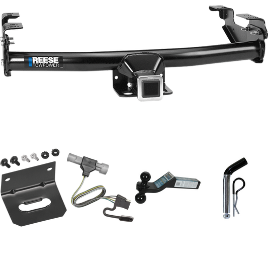 Fits 1987-1996 Ford F-150 Trailer Hitch Tow PKG w/ 4-Flat Wiring Harness + Dual Ball Ball Mount 2" & 2-5/16" Trailer Balls + Pin/Clip +  Wiring Bracket By Reese Towpower