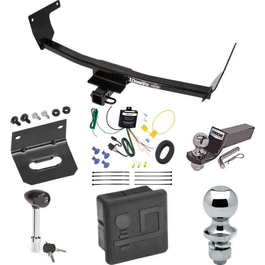 Fits 2021-2023 Lexus NX350 Trailer Hitch Tow PKG w/ 4-Flat Wiring + Starter Kit Ball Mount w/ 2" Drop & 2" Ball + 1-7/8" Ball + Wiring Bracket + Hitch Lock + Hitch Cover (Excludes: F Sport Models) By Draw-Tite