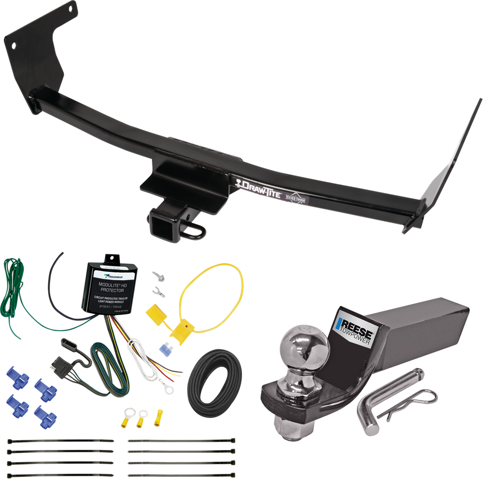 Fits 2021-2023 Lexus NX450h+ Trailer Hitch Tow PKG w/ 4-Flat Wiring + Starter Kit Ball Mount w/ 2" Drop & 2" Ball (Excludes: F Sport Models) By Draw-Tite