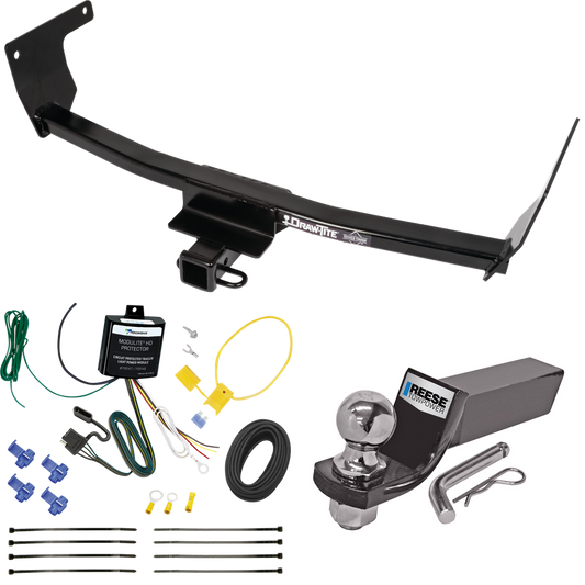 Fits 2021-2023 Lexus NX450h+ Trailer Hitch Tow PKG w/ 4-Flat Wiring + Starter Kit Ball Mount w/ 2" Drop & 2" Ball (Excludes: F Sport Models) By Draw-Tite