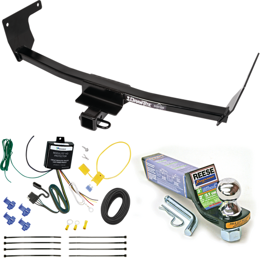 Fits 2021-2023 Lexus NX350h Trailer Hitch Tow PKG w/ 4-Flat Wiring + Starter Kit Ball Mount w/ 2" Drop & 1-7/8" Ball By Draw-Tite