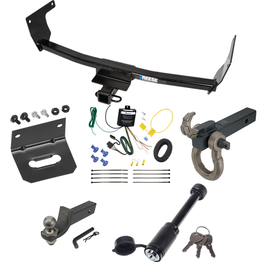 Fits 2021-2023 Lexus NX450h+ Trailer Hitch Tow PKG w/ 4-Flat Wiring + Interlock Tactical Starter Kit w/ 2" Drop & 2" Ball + Tactical Hook & Shackle Mount + Tactical Dogbone Lock + Wiring Bracket (Excludes: F Sport Models) By Reese Towpower