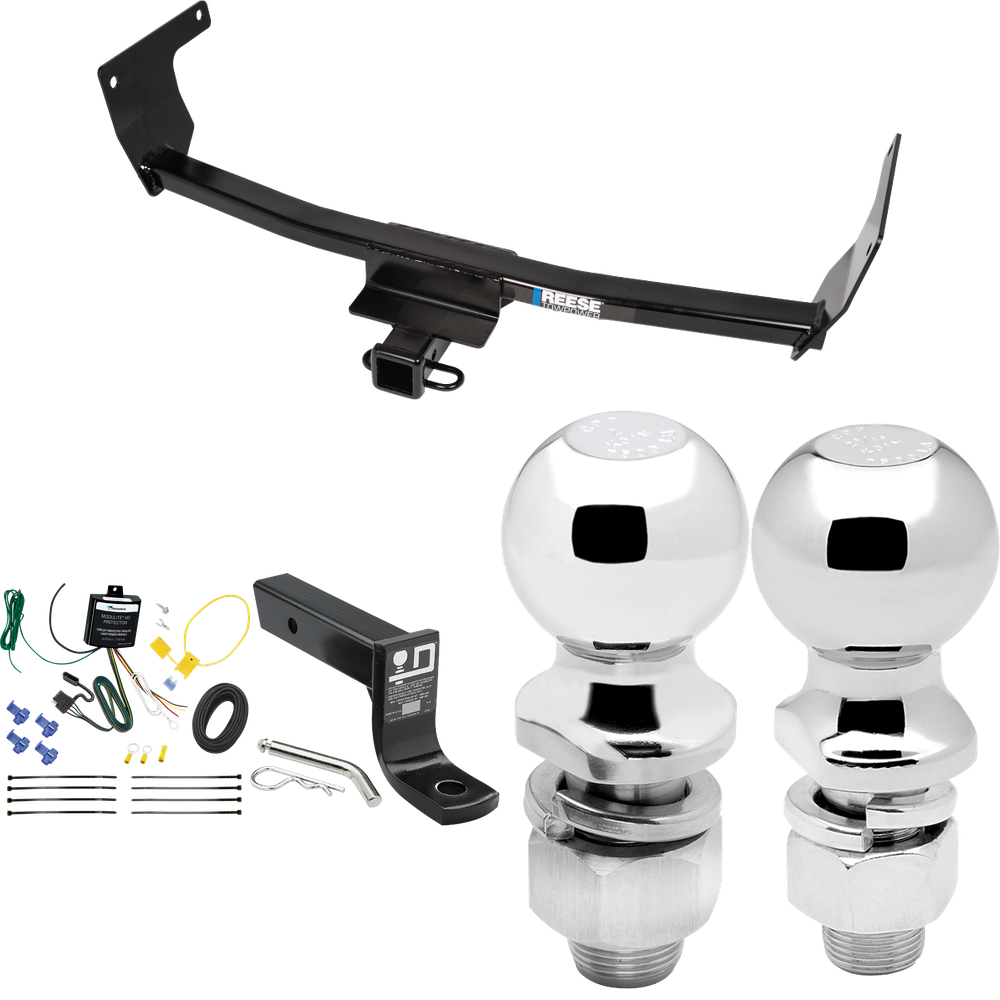 Fits 2021-2023 Lexus NX450h+ Trailer Hitch Tow PKG w/ 4-Flat Wiring + Ball Mount w/ 4" Drop + 2" Ball + 2-5/16" Ball (Excludes: F Sport Models) By Reese Towpower