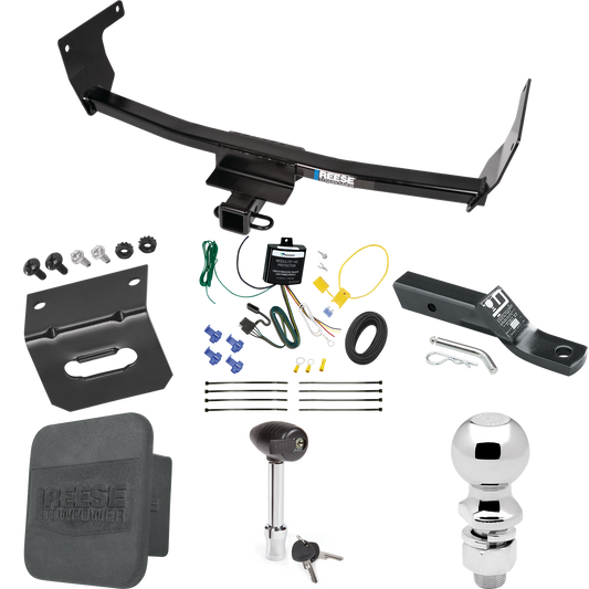 Fits 2021-2023 Lexus NX350h Trailer Hitch Tow PKG w/ 4-Flat Wiring + Ball Mount w/ 2" Drop + 2-5/16" Ball + Wiring Bracket + Hitch Lock + Hitch Cover By Reese Towpower