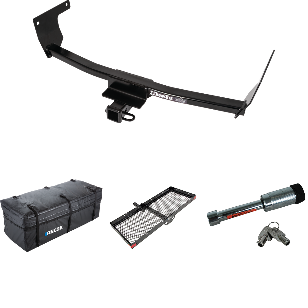 Fits 2021-2023 Lexus NX350 Trailer Hitch Tow PKG w/ 48" x 20" Cargo Carrier + Cargo Bag + Hitch Lock (Excludes: F Sport Models) By Draw-Tite