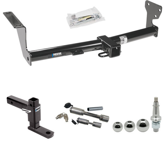 Fits 2008-2014 Land Rover LR2 Trailer Hitch Tow PKG w/ Adjustable Drop Rise Ball Mount + Dual Hitch & Copler Locks + Inerchangeable 1-7/8" & 2" & 2-5/16" Balls By Reese Towpower