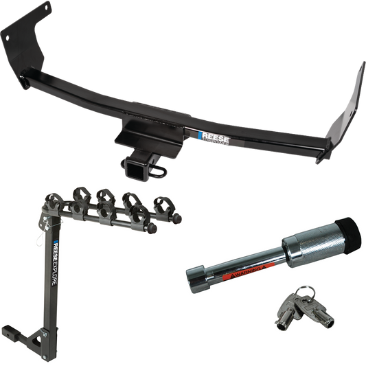 Fits 2021-2023 Lexus NX250 Trailer Hitch Tow PKG w/ 4 Bike Carrier Rack + Hitch Lock By Reese Towpower