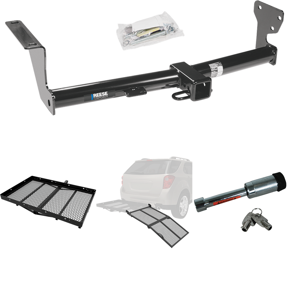 Fits 2008-2014 Land Rover LR2 Trailer Hitch Tow PKG w/ Cargo Carrier + Bi-Fold Ramp + Hitch Lock By Reese Towpower