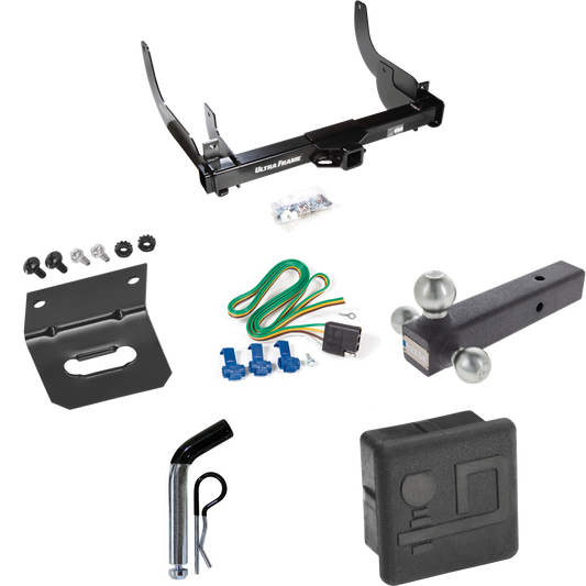 Fits 2006-2008 Ford F-150 Trailer Hitch Tow PKG w/ 4-Flat Wiring Harness + Triple Ball Ball Mount 1-7/8" & 2" & 2-5/16" Trailer Balls + Pin/Clip + Hitch Cover + Wiring Bracket By Draw-Tite