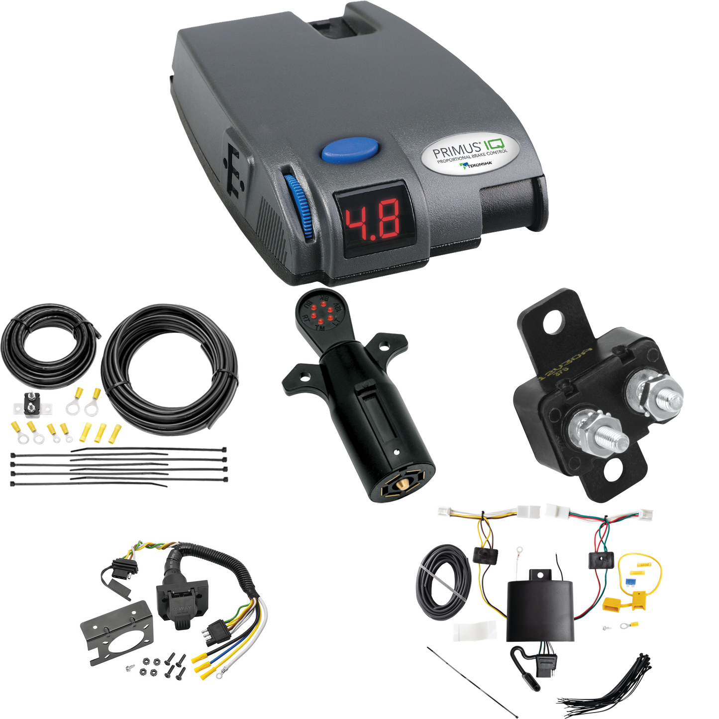 Compatible con cableado RV de 7 vías Lexus NX350 2022-2022 + control de freno Tekonsha Primus IQ + probador de 7 vías de Tekonsha