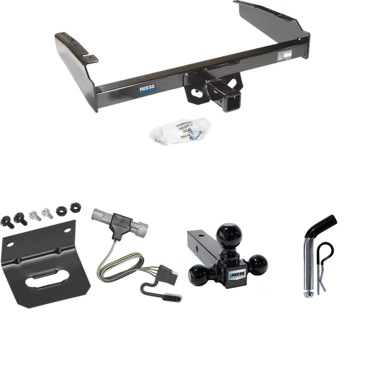 Fits 1997-1997 Ford F-350 Trailer Hitch Tow PKG w/ 4-Flat Wiring Harness + Triple Ball Ball Mount 1-7/8" & 2" & 2-5/16" Trailer Balls + Pin/Clip + Wiring Bracket (For Heavy Duty Models) By Reese Towpower