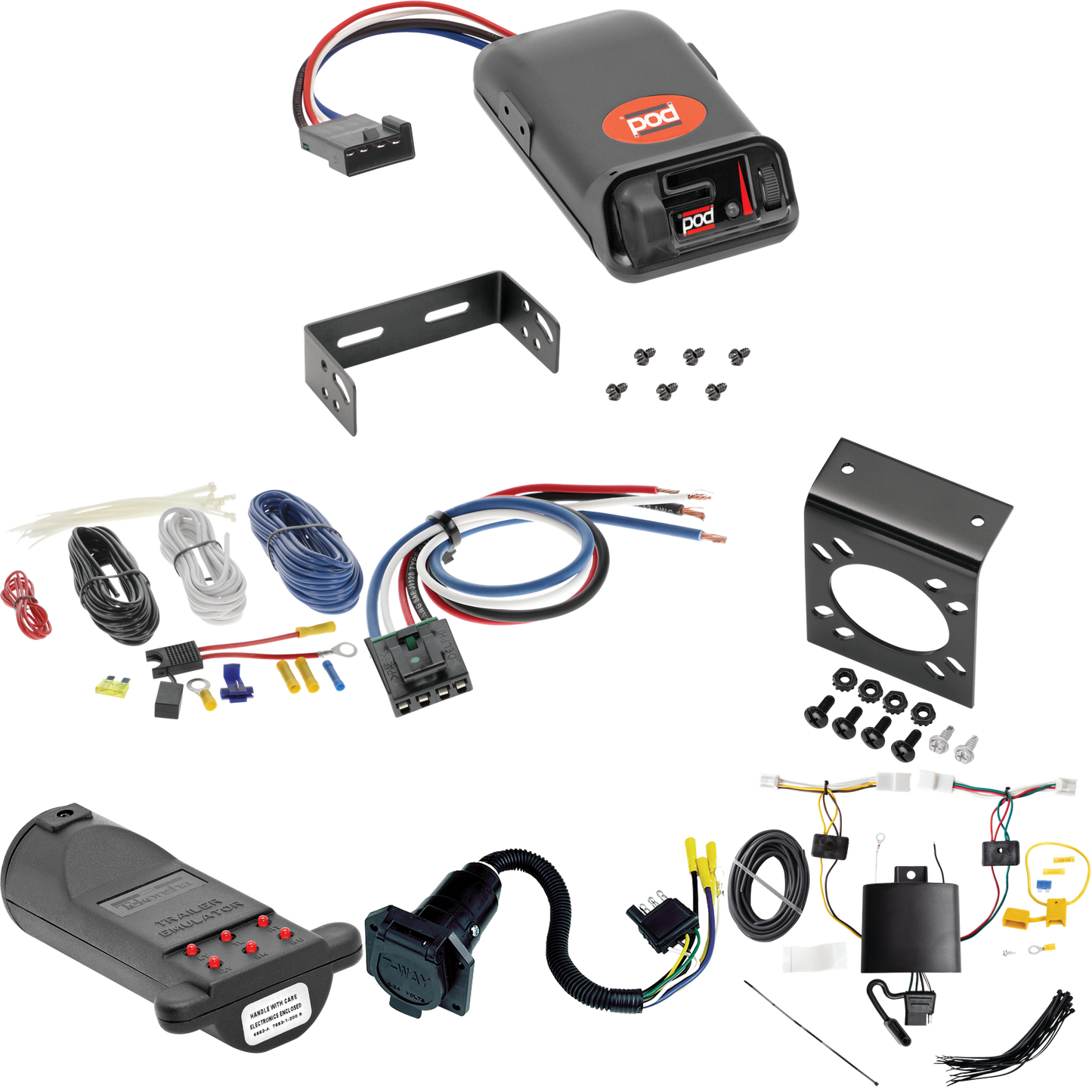 Fits 2022-2022 Lexus NX250 7-Way RV Wiring + Pro Series POD Brake Control + Generic BC Wiring Adapter + 7-Way Tester and Trailer Emulator By Tekonsha