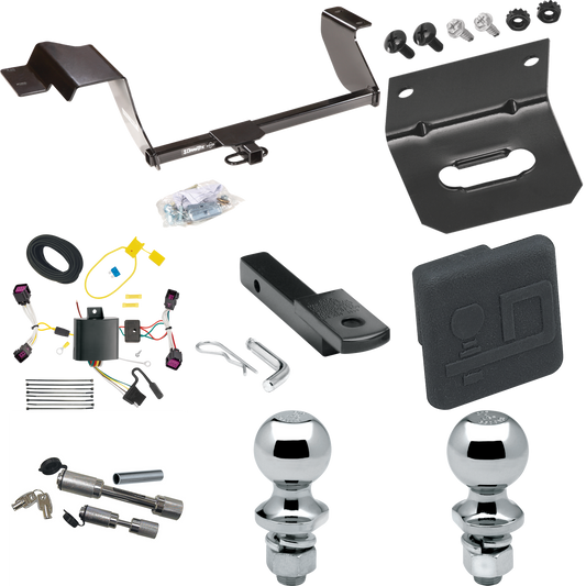 Fits 2012-2016 Chevrolet Sonic Trailer Hitch Tow PKG w/ 4-Flat Wiring Harness + Draw-Bar + 1-7/8" + 2" Ball + Wiring Bracket + Hitch Cover + Dual Hitch & Coupler Locks (For Hatchback Models) By Draw-Tite