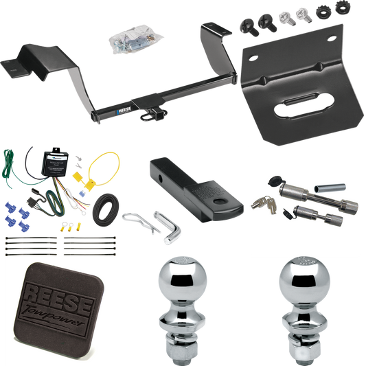 Fits 2017-2020 Chevrolet Sonic Trailer Hitch Tow PKG w/ 4-Flat Wiring Harness + Draw-Bar + 1-7/8" + 2" Ball + Wiring Bracket + Hitch Cover + Dual Hitch & Coupler Locks (For Hatchback Models) By Reese Towpower