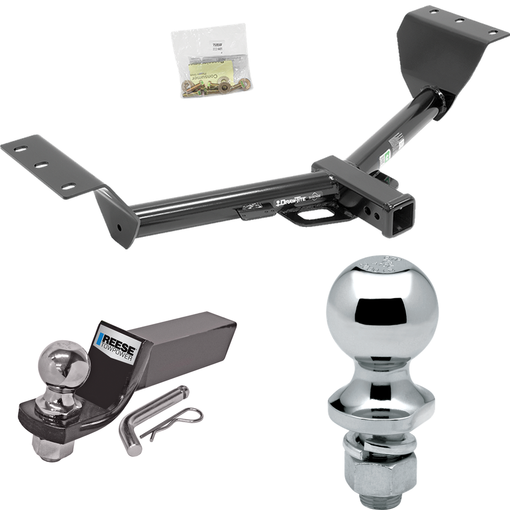 Fits 2015-2017 Lexus NX200t Trailer Hitch Tow PKG w/ Starter Kit Ball Mount w/ 2" Drop & 2" Ball + 1-7/8" Ball By Draw-Tite