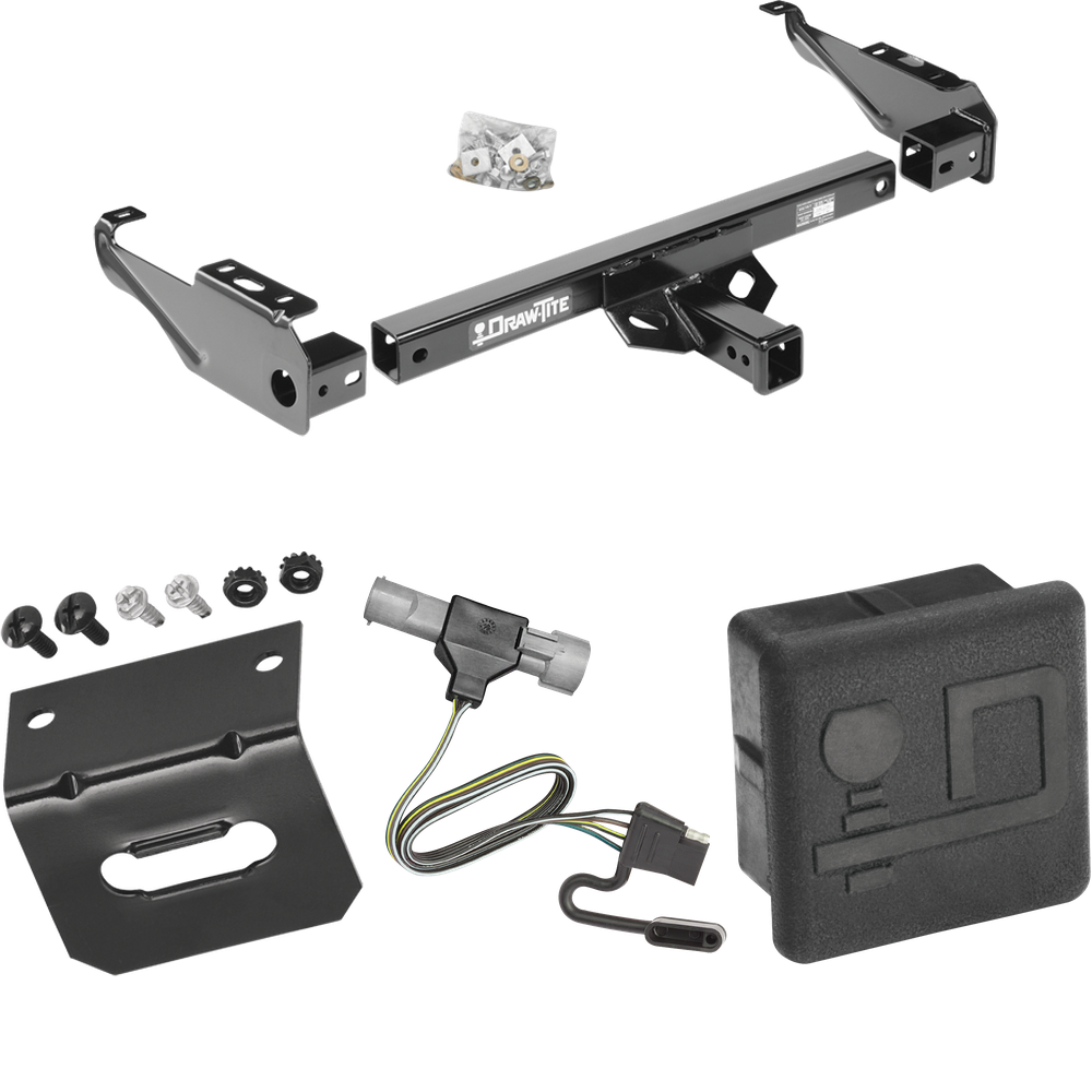 Fits 1997-1997 Ford F-350 Trailer Hitch Tow PKG w/ 4-Flat Wiring Harness + Wiring Bracket + Hitch Cover (For Heavy Duty Models) By Draw-Tite