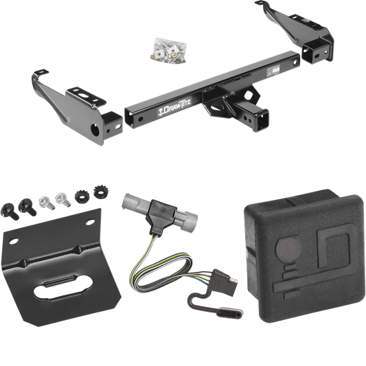 Fits 1997-1997 Ford F-350 Trailer Hitch Tow PKG w/ 4-Flat Wiring Harness + Wiring Bracket + Hitch Cover (For Heavy Duty Models) By Draw-Tite