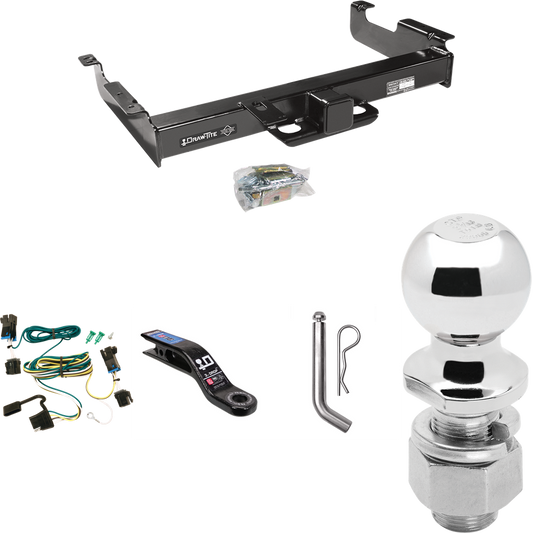 Fits 2003-2023 GMC Savana 3500 Trailer Hitch Tow PKG w/ 4-Flat Wiring Harness + Ball Mount w/ 3" Drop + Pin/Clip + 2-5/16" Ball By Draw-Tite