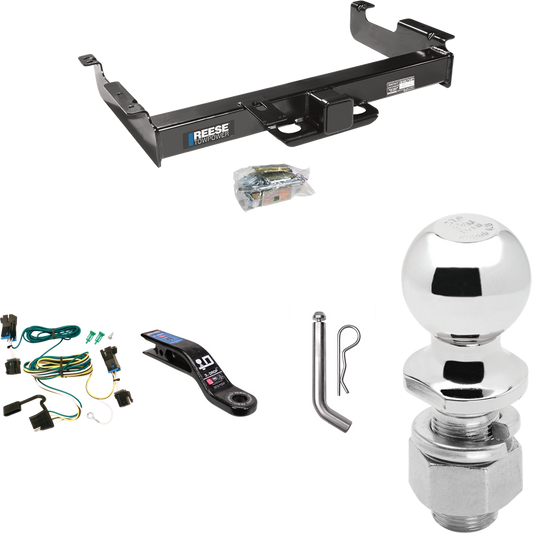 Fits 2003-2023 Chevrolet Express 2500 Trailer Hitch Tow PKG w/ 4-Flat Wiring Harness + Ball Mount w/ 3" Drop + Pin/Clip + 2-5/16" Ball By Reese Towpower