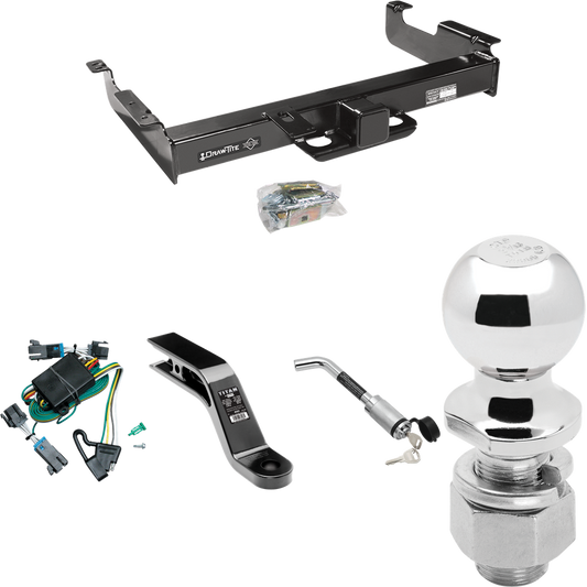 Se adapta al paquete de enganche de remolque GMC Savana 2500 2000-2002 con arnés de cableado de 4 planos + soporte de bola con caída de 5" + bloqueo de enganche + bola de 2-5/16" de Draw-Tite