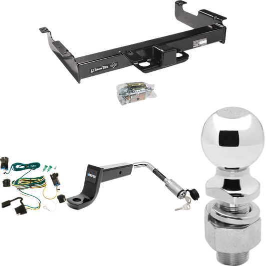 Fits 2003-2023 GMC Savana 2500 Trailer Hitch Tow PKG w/ 4-Flat Wiring Harness + Ball Mount w/ 5" Drop + Hitch Lock + 2-5/16" Ball By Draw-Tite