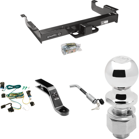 Se adapta al paquete de enganche de remolque GMC Savana 2500 2003-2023 con arnés de cableado plano de 4 + soporte de bola con caída de 5" + bloqueo de enganche + bola de 2-5/16" de Draw-Tite