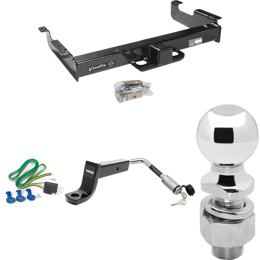 Se adapta al paquete de enganche de remolque GMC Savana 2500 1996-1999 con arnés de cableado plano de 4 + soporte de bola con caída de 5" + bloqueo de enganche + bola de 2-5/16" de Draw-Tite