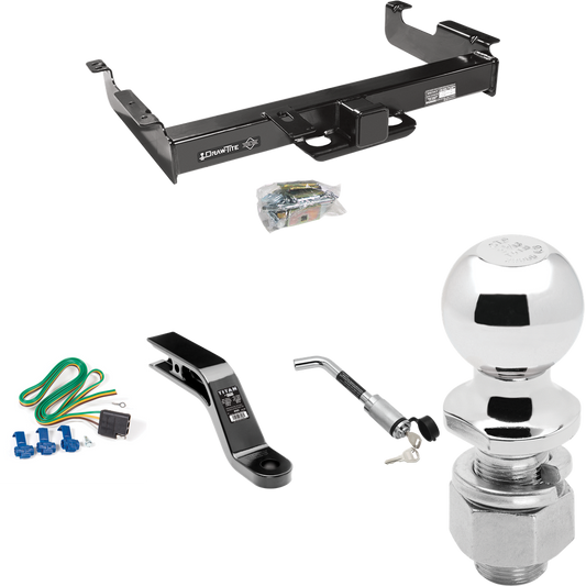 Se adapta al paquete de enganche de remolque GMC Savana 2500 1996-1999 con arnés de cableado plano de 4 + soporte de bola con caída de 5" + bloqueo de enganche + bola de 2-5/16" de Draw-Tite