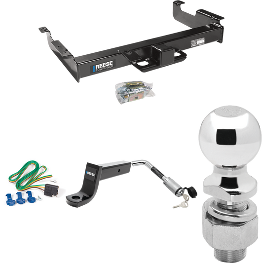 Fits 1996-1999 GMC Savana 2500 Trailer Hitch Tow PKG w/ 4-Flat Wiring Harness + Ball Mount w/ 5" Drop + Hitch Lock + 2-5/16" Ball By Reese Towpower