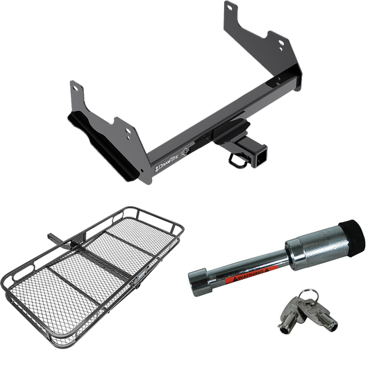 Fits 2015-2023 Ford F-150 Trailer Hitch Tow PKG w/ 60" x 24" Cargo Carrier + Hitch Lock By Draw-Tite