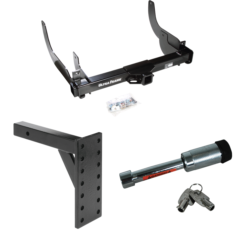 Fits 2006-2008 Lincoln Mark LT Trailer Hitch Tow PKG w/ 7 Hole Pintle Hook Mounting Plate + Hitch Lock (For (Built After 8/2005) Models) By Draw-Tite