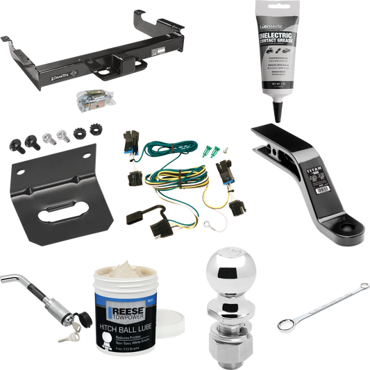 Fits 2003-2023 GMC Savana 2500 Trailer Hitch Tow PKG w/ 4-Flat Wiring Harness + Ball Mount w/ 5" Drop + Hitch Lock + 2-5/16" Ball + Wiring Bracket + Electric Grease + Ball Wrench + Ball Lube By Draw-Tite