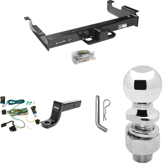 Fits 2003-2023 GMC Savana 2500 Trailer Hitch Tow PKG w/ 4-Flat Wiring Harness + Ball Mount w/ 5" Drop + Pin/Clip + 2-5/16" Ball By Draw-Tite