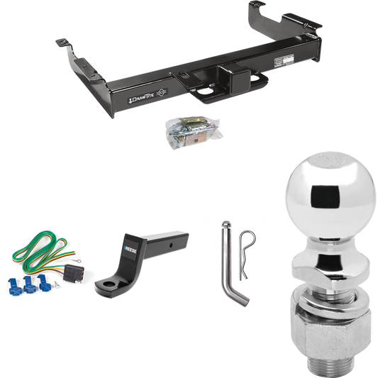 Fits 1996-1999 GMC Savana 2500 Trailer Hitch Tow PKG w/ 4-Flat Wiring Harness + Ball Mount w/ 5" Drop + Pin/Clip + 2-5/16" Ball By Draw-Tite