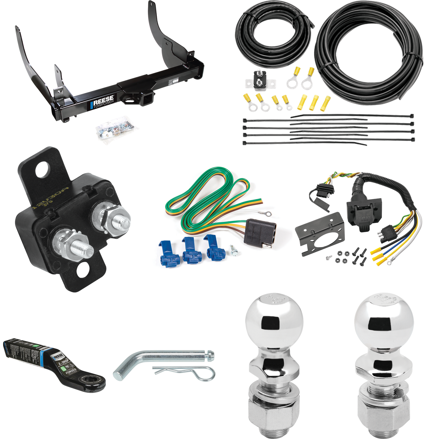 Fits 2006-2008 Ford F-150 Trailer Hitch Tow PKG w/ 7-Way RV Wiring + 2" & 2-5/16" Ball + Drop Mount By Reese Towpower