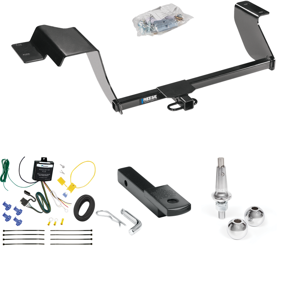 Fits 2017-2020 Chevrolet Sonic Trailer Hitch Tow PKG w/ 4-Flat Wiring Harness + Draw-Bar + Interchangeable 1-7/8" & 2" Balls (For Hatchback Models) By Reese Towpower