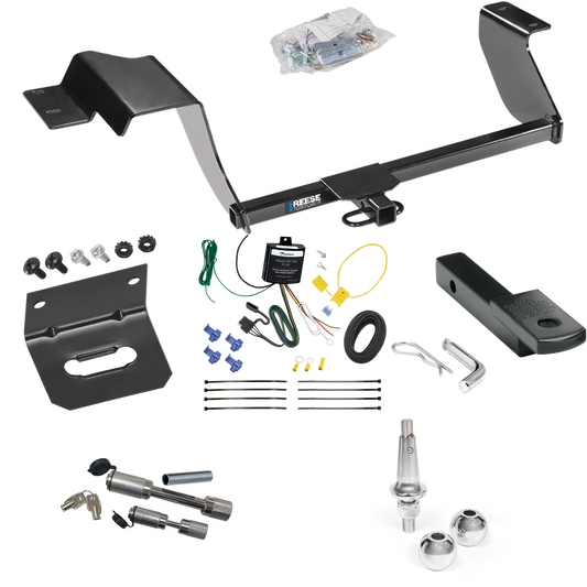 Fits 2017-2020 Chevrolet Sonic Trailer Hitch Tow PKG w/ 4-Flat Wiring Harness + Draw-Bar + Interchangeable 1-7/8" & 2" Balls + Wiring Bracket + Dual Hitch & Coupler Locks (For Hatchback Models) By Reese Towpower