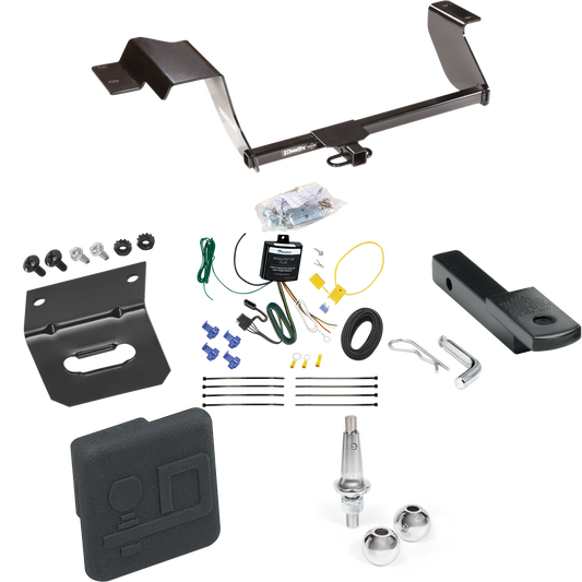 Fits 2017-2020 Chevrolet Sonic Trailer Hitch Tow PKG w/ 4-Flat Wiring Harness + Draw-Bar + Interchangeable 1-7/8" & 2" Balls + Wiring Bracket + Hitch Cover (For Hatchback Models) By Draw-Tite