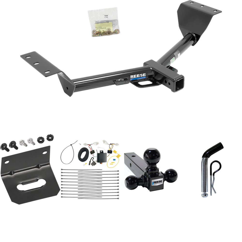 Fits 2015-2017 Lexus NX200t Trailer Hitch Tow PKG w/ 4-Flat Wiring Harness + Triple Ball Ball Mount 1-7/8" & 2" & 2-5/16" Trailer Balls + Pin/Clip + Wiring Bracket By Reese Towpower