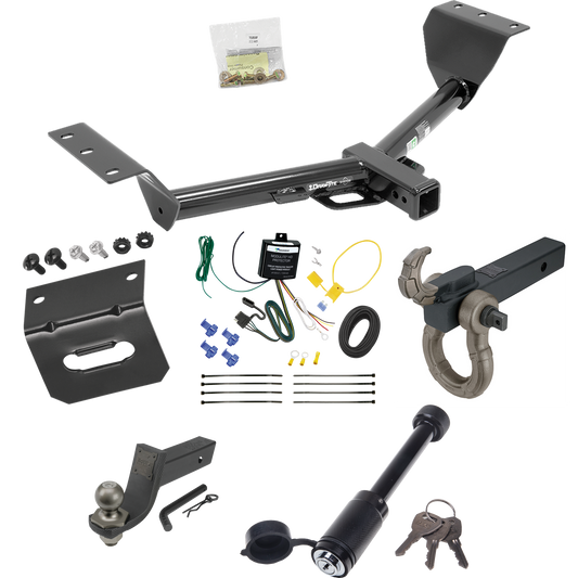 Fits 2015-2017 Lexus NX200t Trailer Hitch Tow PKG w/ 4-Flat Wiring + Interlock Tactical Starter Kit w/ 3-1/4" Drop & 2" Ball + Tactical Hook & Shackle Mount + Tactical Dogbone Lock + Wiring Bracket By Draw-Tite