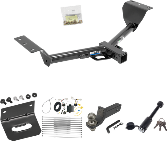 Se adapta al paquete de enganche de remolque Lexus NX200t 2015-2017 con 4 cables planos + kit de inicio táctico de enclavamiento con caída de 2" y bola de 2" + bloqueo táctico de hueso de perro + soporte de cableado de Reese Towpower